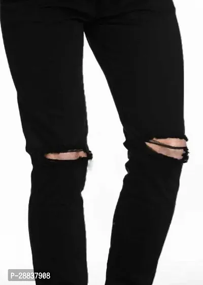 Stylish Black Denim Solid Mid-Rise Jeans For Men-thumb2