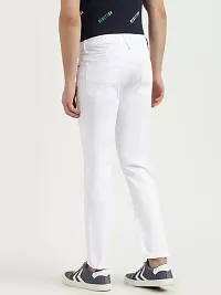 Stylish White Denim Solid Mid-Rise Jeans For Men-thumb1