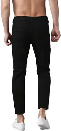 Stylish Black Denim Solid Mid-Rise Jeans For Men-thumb1