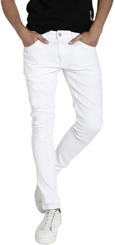 Slim Fit White Denim Jeans For Men