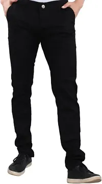 Stylish Black Satin Solid Regular Fit Mid-Rise Jeans For Men-thumb2