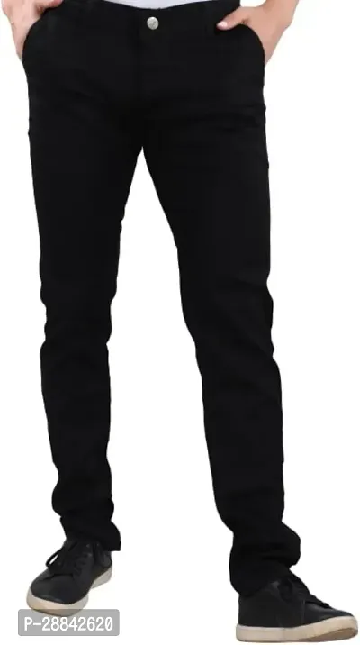 Stylish Black Satin Solid Regular Fit Mid-Rise Jeans For Men-thumb3