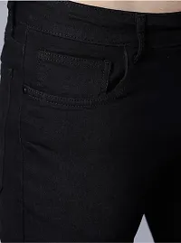 Stylish Black Denim Solid Mid-Rise Jeans For Men-thumb4