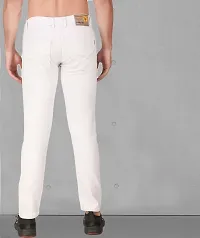 Stylish White Denim Solid Mid-Rise Jeans For Men-thumb1