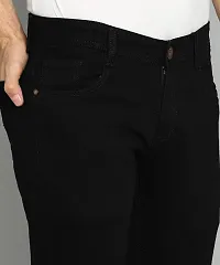 Stylish Black Cotton Blend Solid Skinny Fit Low-Rise Jeans For Men-thumb4