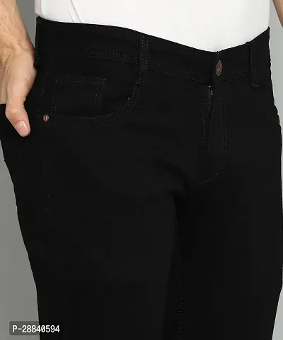 Stylish Black Cotton Blend Solid Skinny Fit Low-Rise Jeans For Men-thumb5