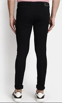 Stylish Black Denim Solid Mid-Rise Jeans For Men-thumb1