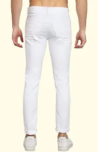 Stylish White Denim Solid Mid-Rise Jeans For Men-thumb1