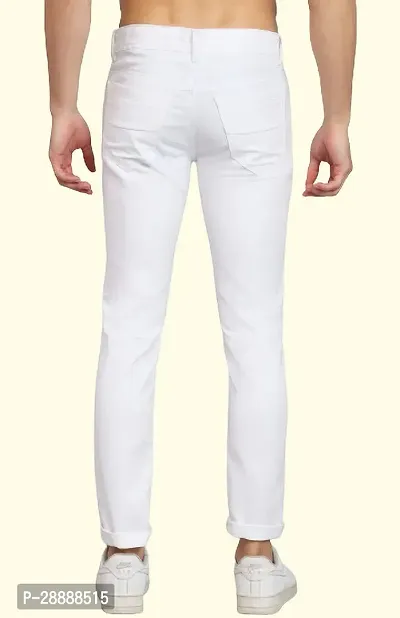 Stylish White Denim Solid Mid-Rise Jeans For Men-thumb2