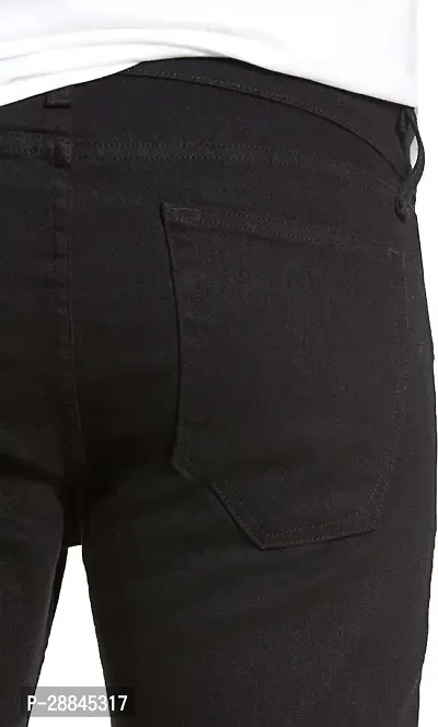 Stylish Black Denim Solid Mid-Rise Jeans For Men-thumb4