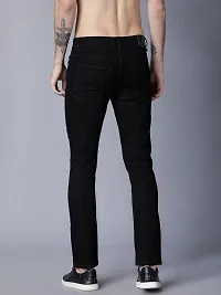 Stylish Black Cotton Blend Solid Slim Fit Mid-Rise Jeans For Men-thumb1
