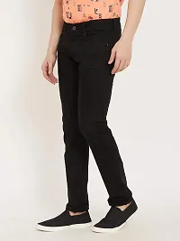 Stylish Black Denim Solid Mid-Rise Jeans For Men-thumb2