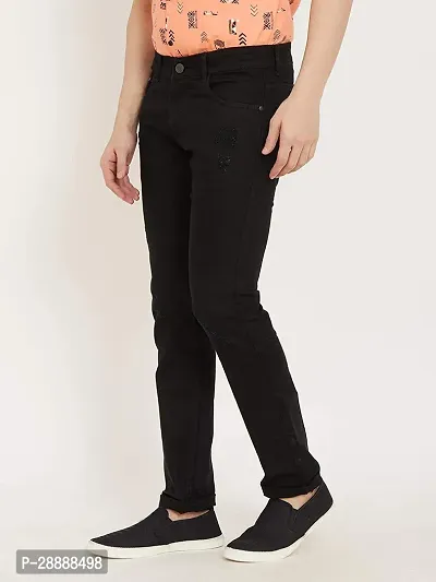 Stylish Black Denim Solid Mid-Rise Jeans For Men-thumb3