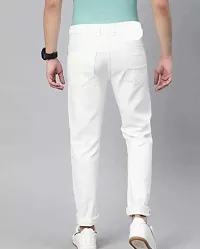 Stylish White Cotton Blend Solid Mid-Rise Jeans For Men-thumb1