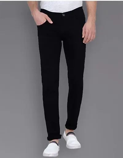 Stylish Black Denim Mid-Rise Jeans For Men