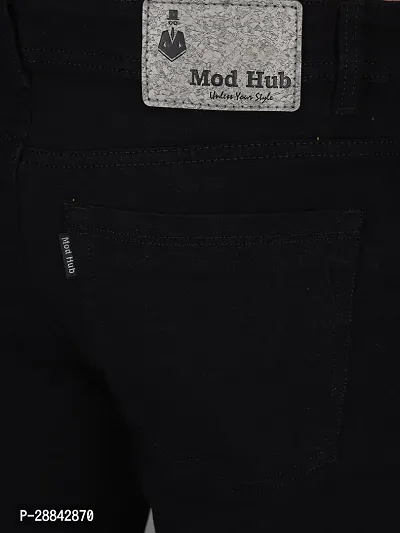 Stylish Black Denim Solid Regular Fit Mid-Rise Jeans For Men-thumb5