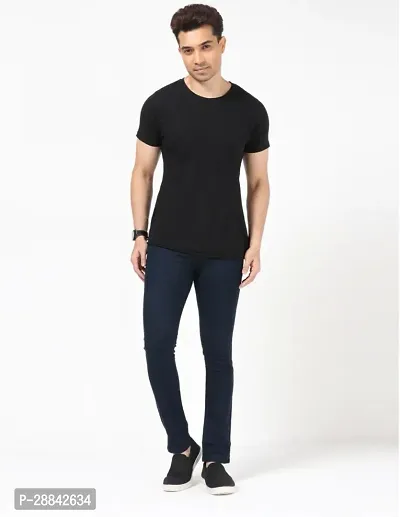 Stylish Black Denim Solid Slim Fit Mid-Rise Jeans For Men-thumb5