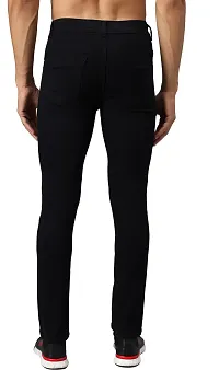 Stylish Black Cotton Spandex Solid Mid-Rise Jeans For Men-thumb1