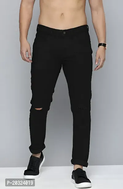 Stylish Black Denim  High-Rise Jeans For Men