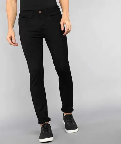 Stylish Blend Solid Mid-Rise Jeans For Men