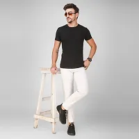 Stylish White Denim Solid Slim Fit Low-Rise Jeans For Men-thumb4
