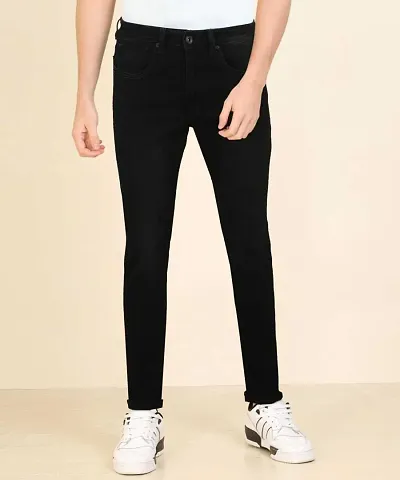 Comfortable Cotton Blend Mid-Rise Jeans For Men