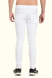 Stylish White Cotton Blend Mid-Rise Jeans For Men-thumb1