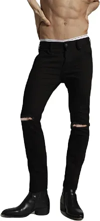 Best Quality Black Knee Cut Jeans For Men At Best Price