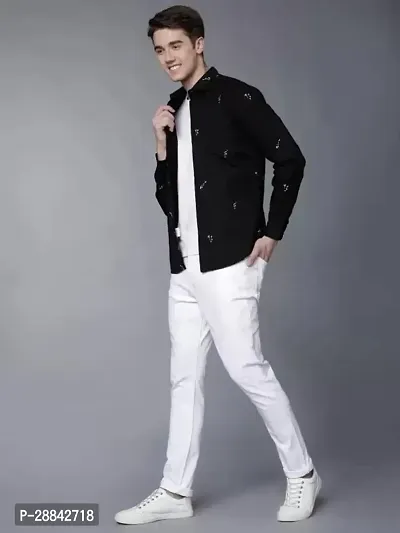 Stylish White Denim Solid Slim Fit Mid-Rise Jeans For Men-thumb3