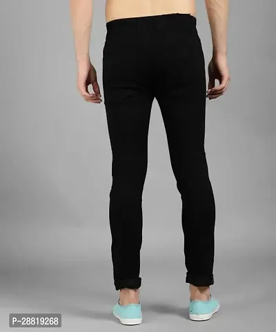 Stylish Black Denim Blend Mid-Rise Jeans For Men-thumb2