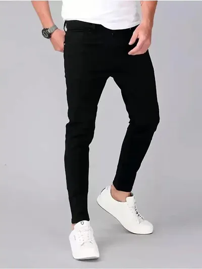 Stylish Cotton Blend Mid-Rise Jeans For Men