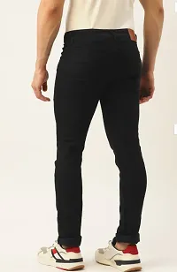 Stylish Black Denim Solid Slim Fit Mid-Rise Jeans For Men-thumb1