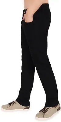 Stylish Black Denim Solid Slim Fit Low-Rise Jeans For Men-thumb1