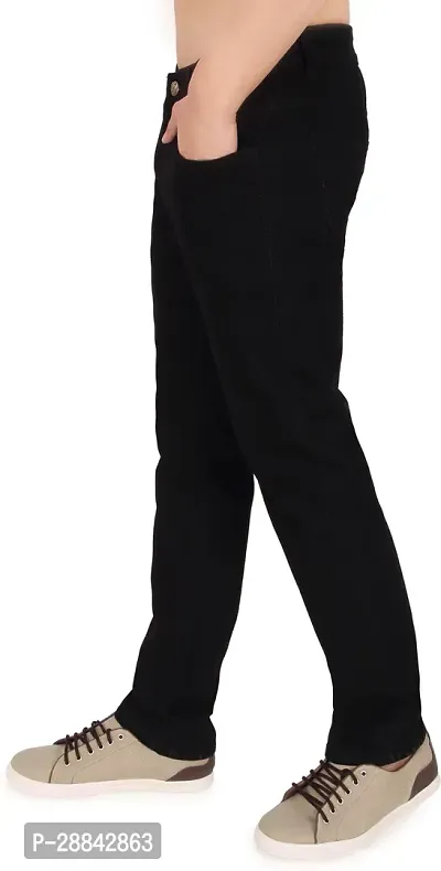 Stylish Black Denim Solid Slim Fit Low-Rise Jeans For Men-thumb2