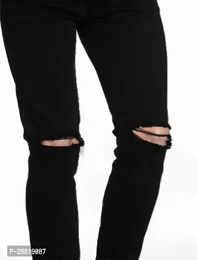 Stylish Black Cotton Lycra Blend Mid-Rise Jeans For Men-thumb4