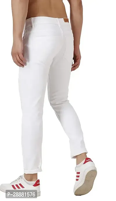 Stylish White Denim Solid Mid-Rise Jeans For Men-thumb2