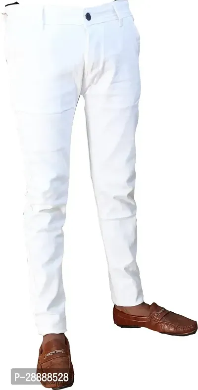 Stylish White Denim Solid Mid-Rise Jeans For Men-thumb3