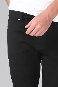 Stylish Black Cotton Blend Solid Mid-Rise Jeans For Men-thumb4