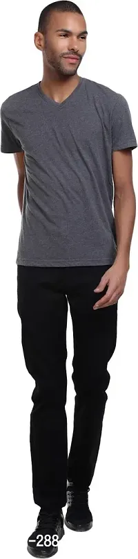 Stylish Black Denim Solid Mid-Rise Jeans For Men-thumb5