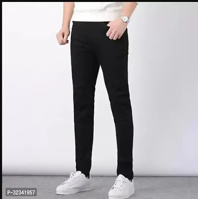 Stylish Black Cotton Blend Jeans For Men-thumb0