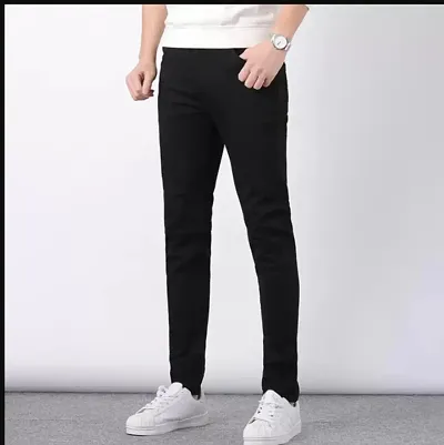 Men Slim Mid Rise Black Jeans