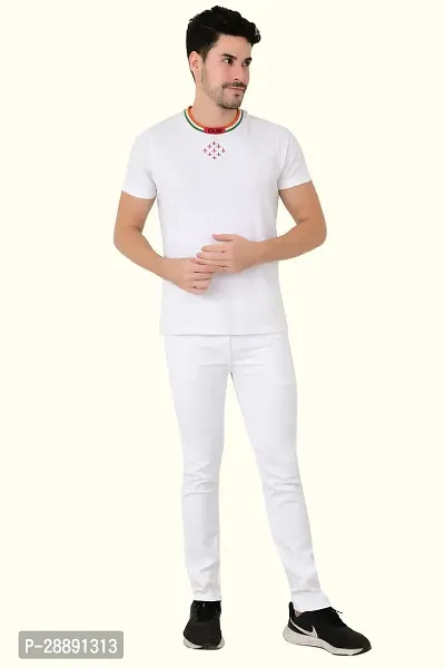 Stylish White Cotton Blend Mid-Rise Jeans For Men-thumb3