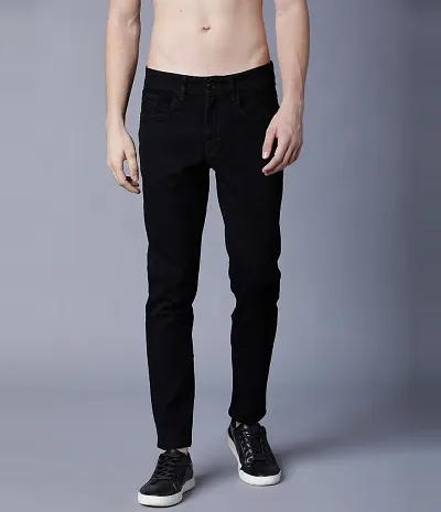 Trendy Black Fashionable Regular Fit Denim Jeans For Men