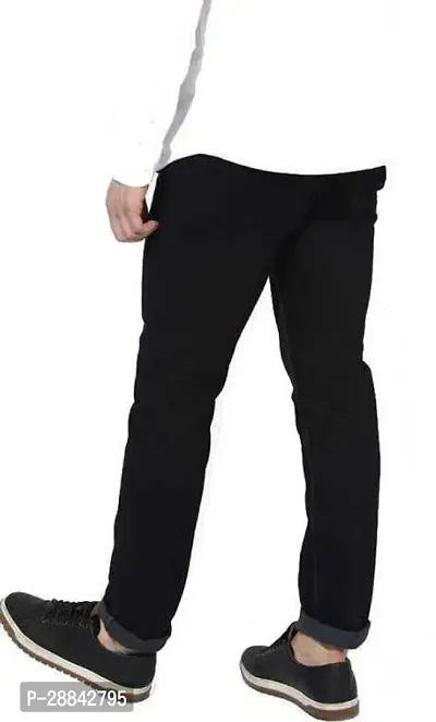 Stylish Black Denim Solid Slim Fit Mid-Rise Jeans For Men-thumb2