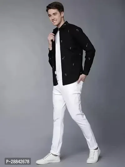 Stylish White Denim Solid Slim Fit Mid-Rise Jeans For Men-thumb0