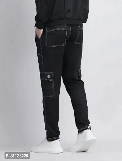 Stylish Black Denim Cargo For Men-thumb2