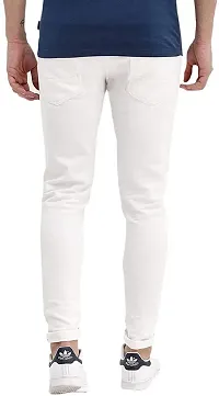 Stylish White Cotton Solid Regular Fit Mid-Rise Jeans For Men-thumb1