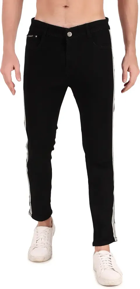 Stylish Black Slim Fit Mid-Rise Jeans For Men