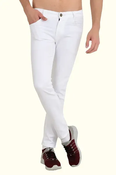 COMFITS Mens Regular Tapered Knee Cut Jeans White