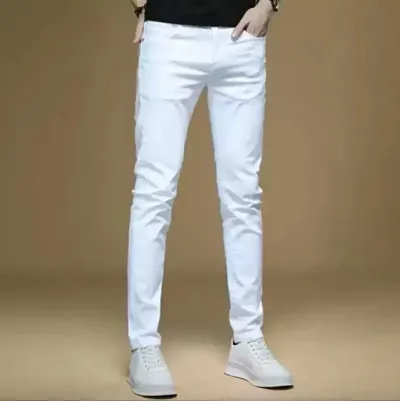 Jeancherry Regular Fit Denim White Plain Jeans